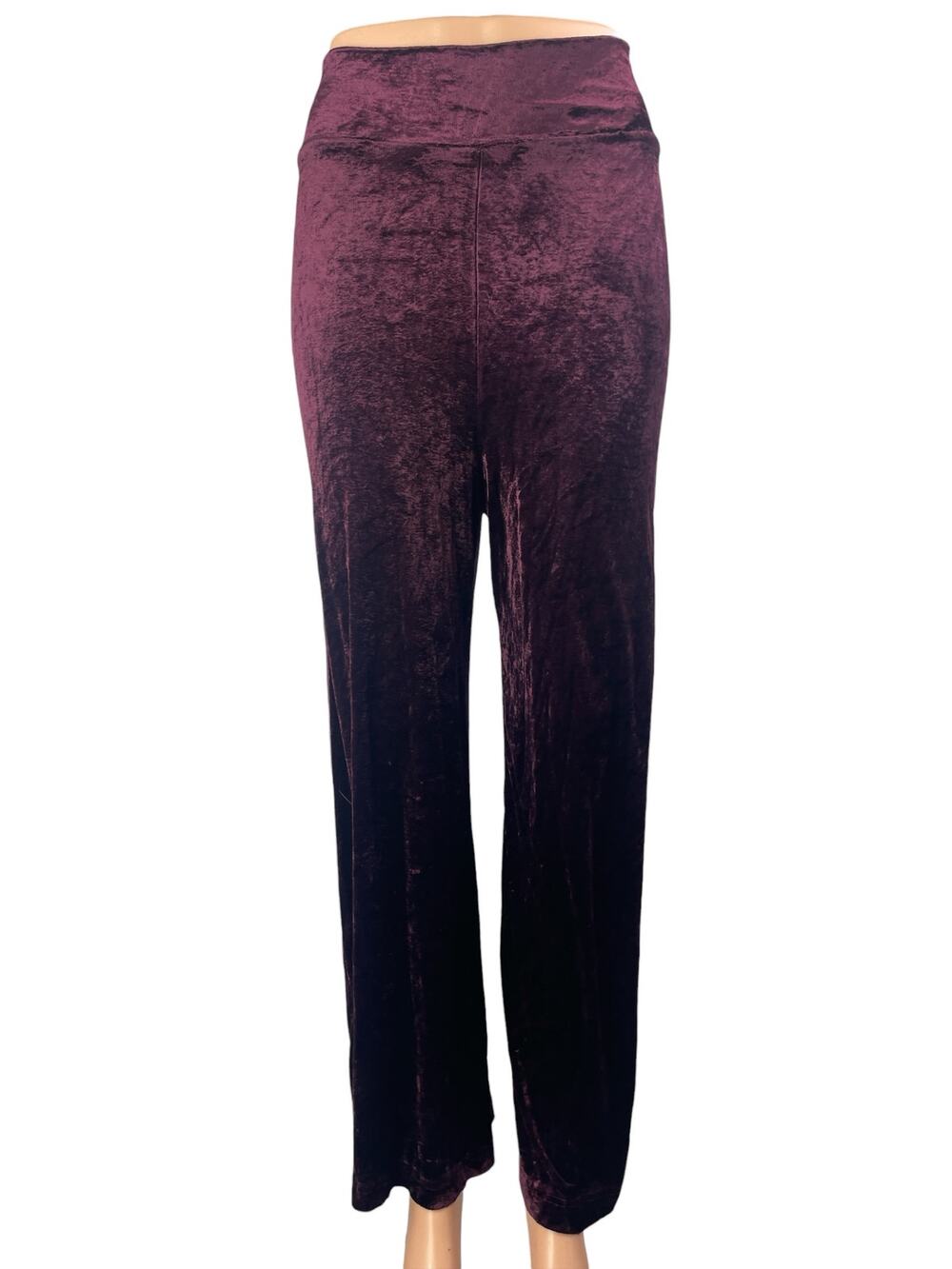 French Connection Women's Red Velvet Velour High Rise Straight Trousers Pants S